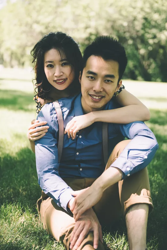 Tender embrace during engagement photography