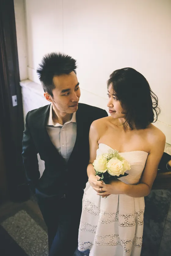 Tender embrace during engagement photography