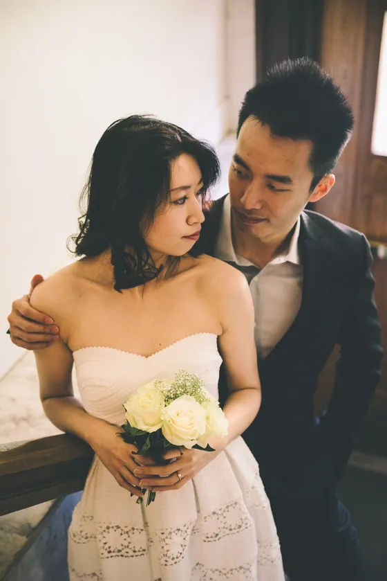 Joyful couple celebrating their engagement