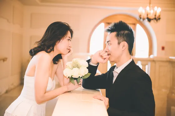 Natural engagement portrait with soft lighting