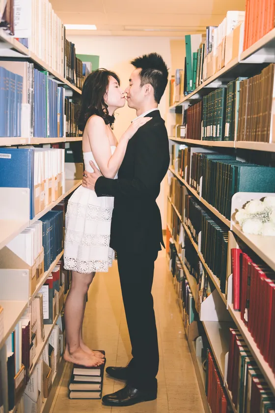 Romantic kiss during golden hour engagement shoot