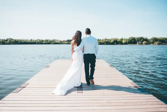 Joyful couple celebrating their engagement