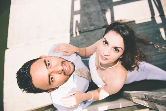 Intimate moment captured during engagement shoot