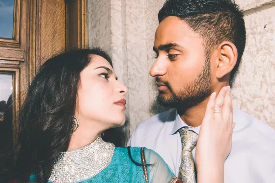Intimate moment captured during engagement shoot