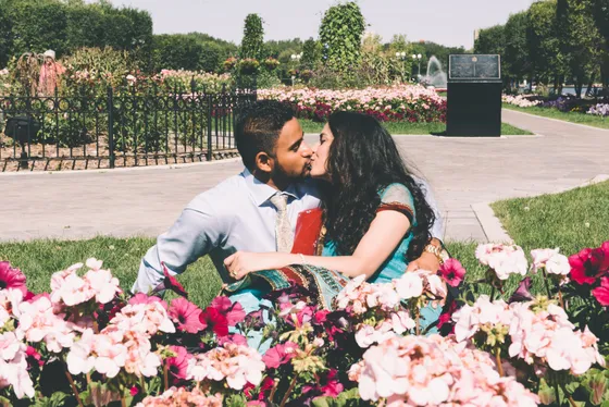 Natural engagement portrait with soft lighting
